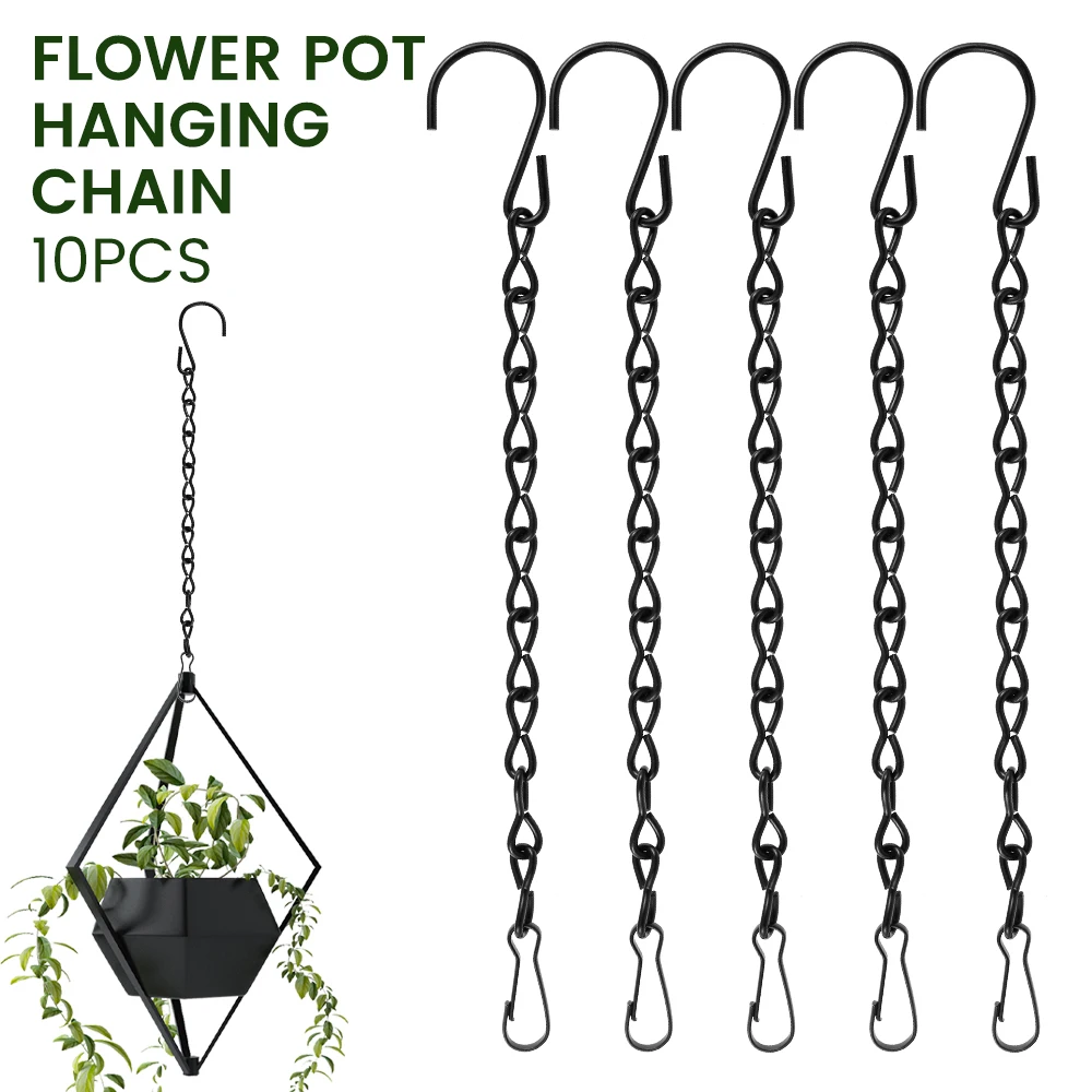 

10pcs Replacement Hanging Chains Garden Hanging Basket Chain with Hook Clip Extension Sprocket Lanterns Planters Decor