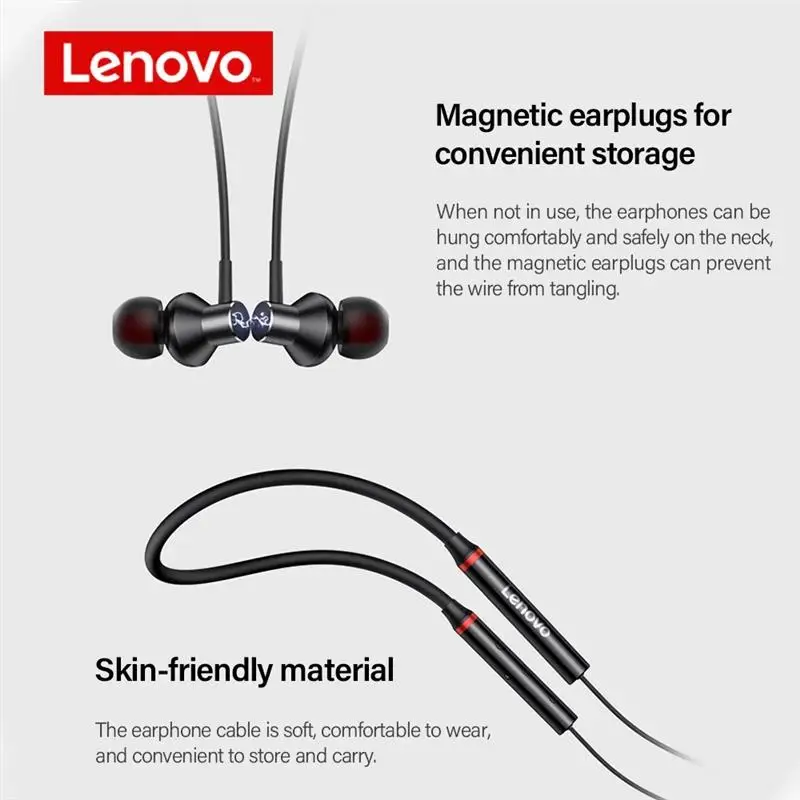 

Lenovo HE05X Bluetooth5.0 Wireless Headset Waterproof Sport Earbud with Noise Cancelling Mic Magnetic Neckband Earphones
