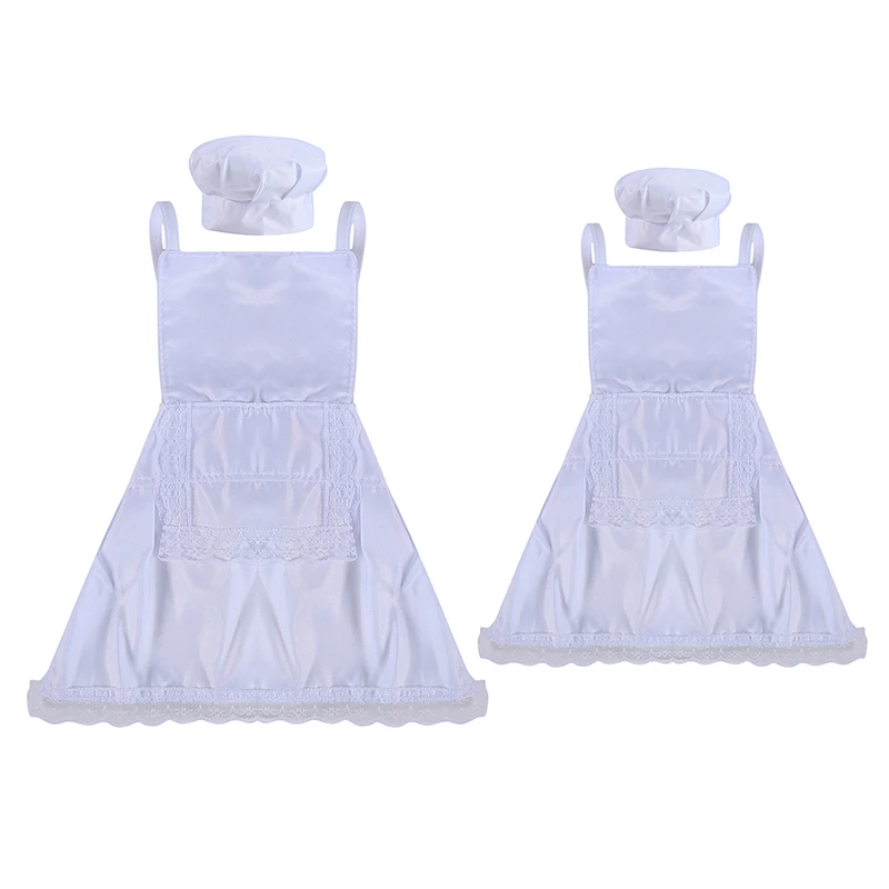Delantal de sombrero para reci&eacute;n nacido, accesorio de fotograf&iacute;a, bonito delantal de Chef para beb&eacute; y sombrero para ni&ntilde;os, disfraces de Chef, cocinero blanco, disfraz para foto-4