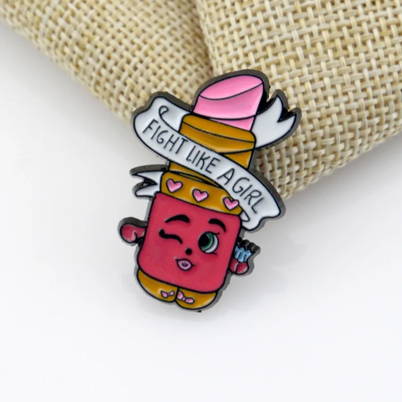 Тренд феминизм брошь с принтом букв Красная лента любви кинжал губная помада