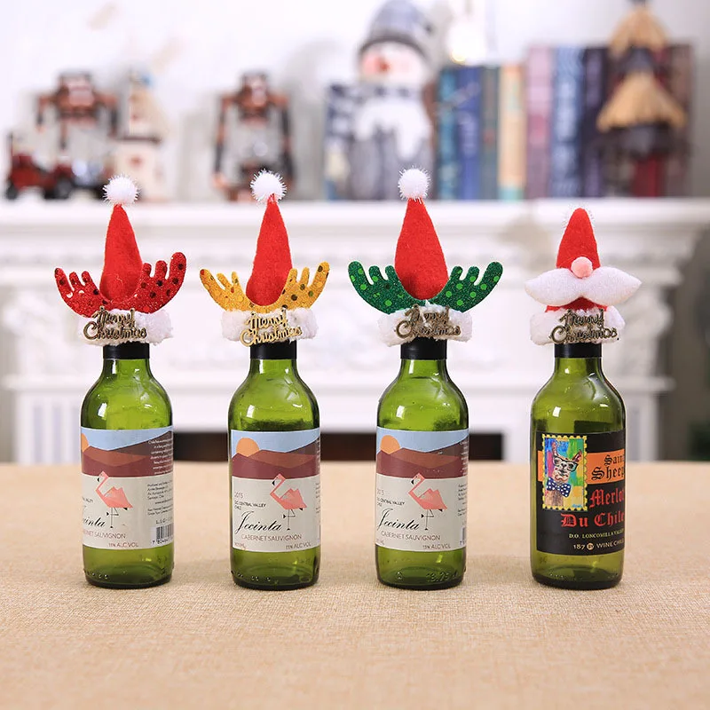 Christmas Accessories Wine Bottle Cover Set Santa Claus Snowman Bottle Cover Bag New Year Xmas Dinner Party Christmas Decoration