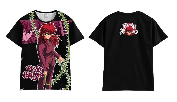 Японское аниме YuYu Hakusho Футболка мужская женская с коротким рукавом летнее платье мультфильм yu hakusho топы унисекс Harajuku футболка