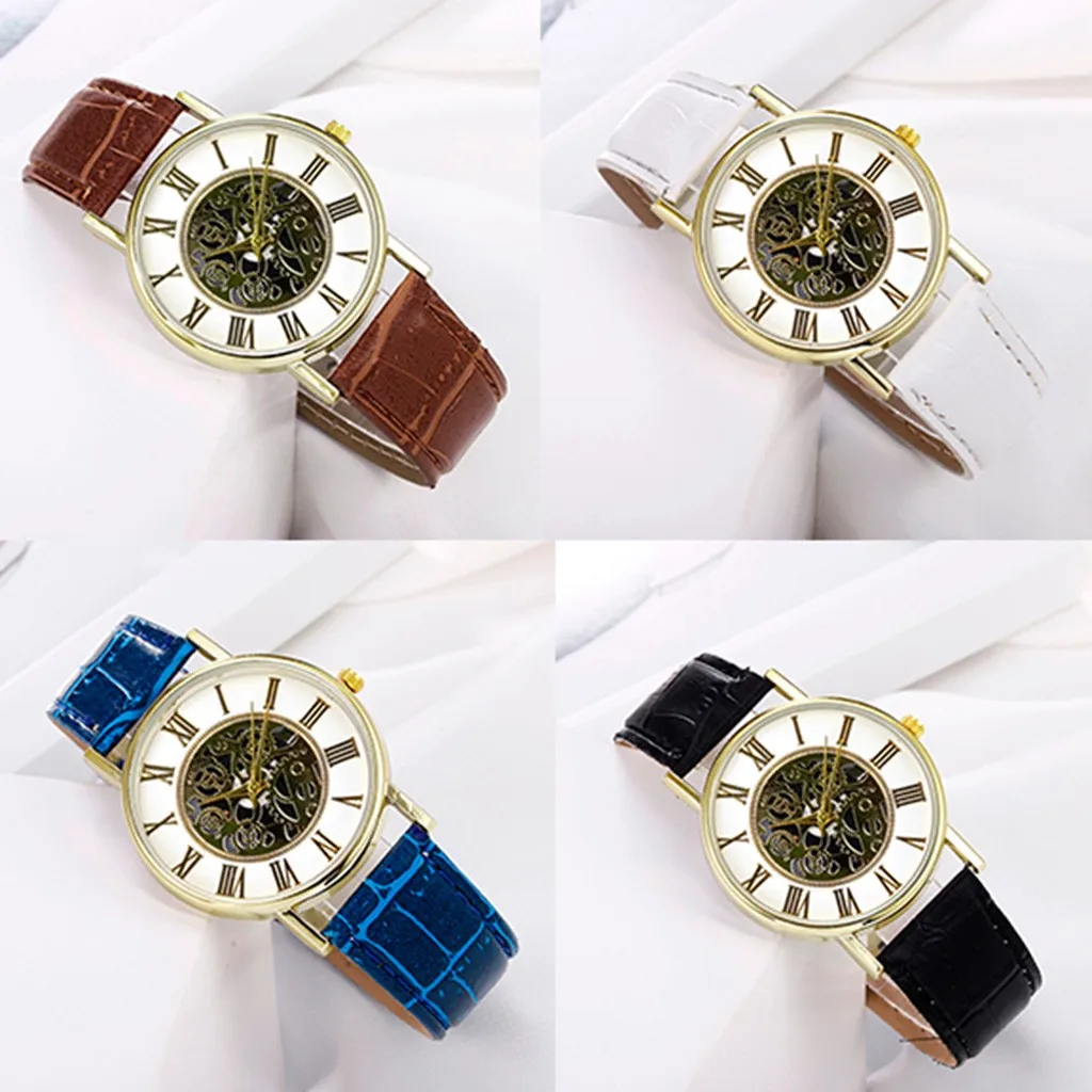 

2021 Fashion Women's Business Watch Stainless Steel Roman Numeral Dial Leather Strap Unisex Quartz Watches Relogio Feminino