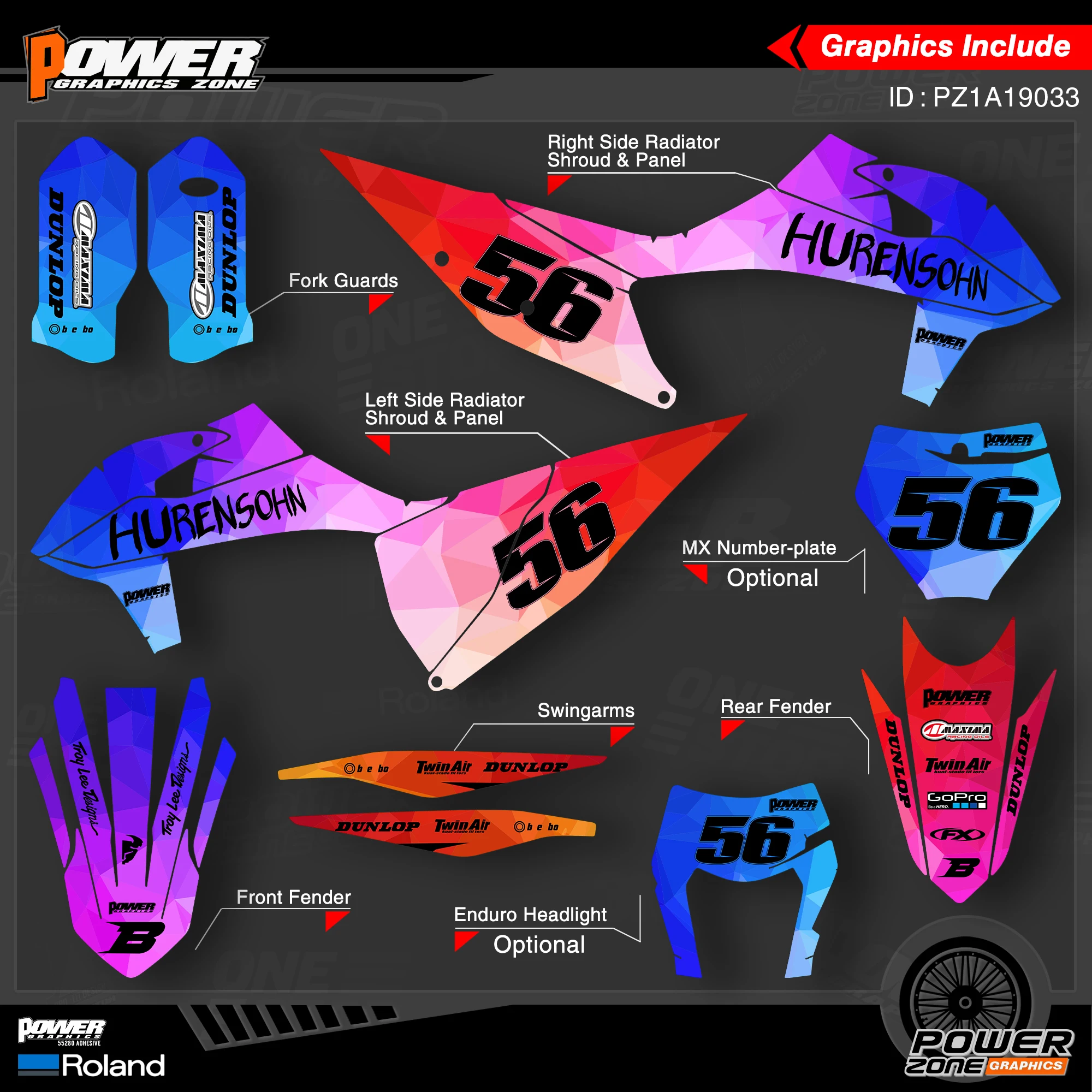 Персонализированные графические фоны PowerZone Team Набор наклеек для KTM SX SXF MX 19-20 EXC XCW