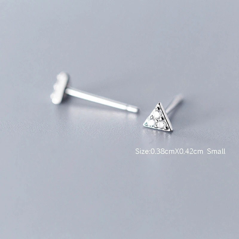 Triangle Trustdavis 925 пробы серебряные Классические Прозрачные кубические циркониевые маленькие треугольные квадратные серьги-гвоздики для женщин ювелирные изделия из стерлингового серебра - Окраска металла: Triangle