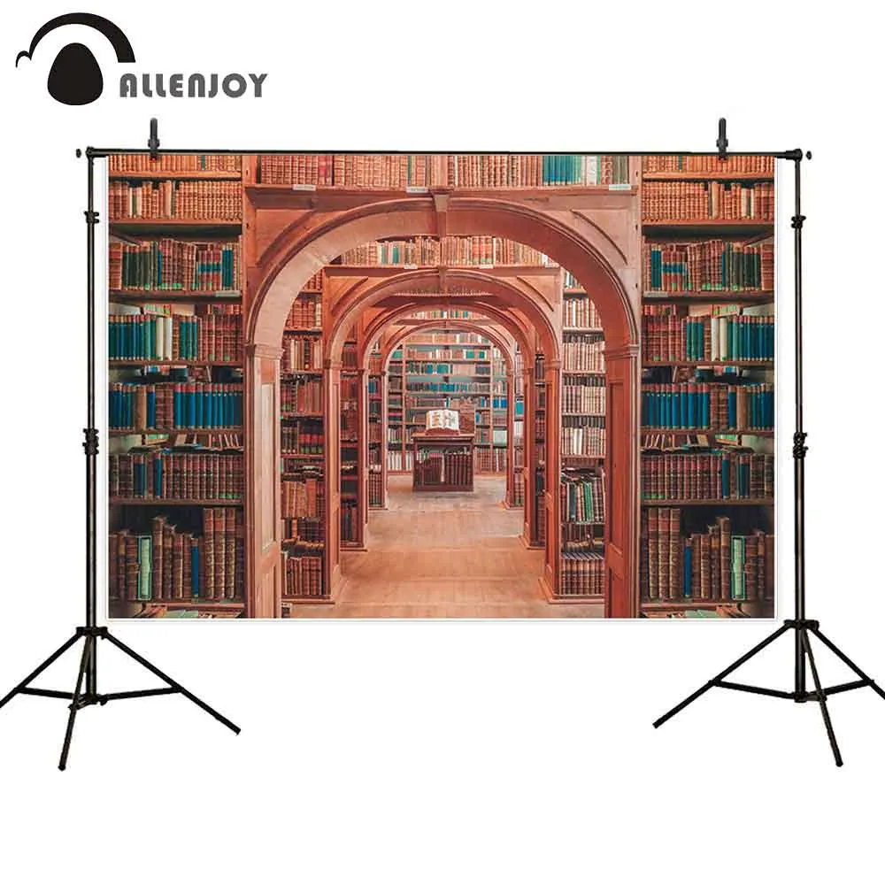 Фотофон Allenjoy libraray фон для фотосъемки с изображением арки ворот книг старой
