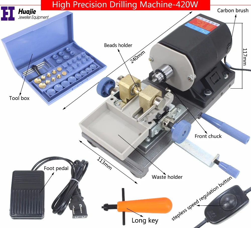 freeship!BLACK Stone Pearl Drilling Machine Jewelry Making equipments beading polishing tools 420W powerful Amber Holing Machine