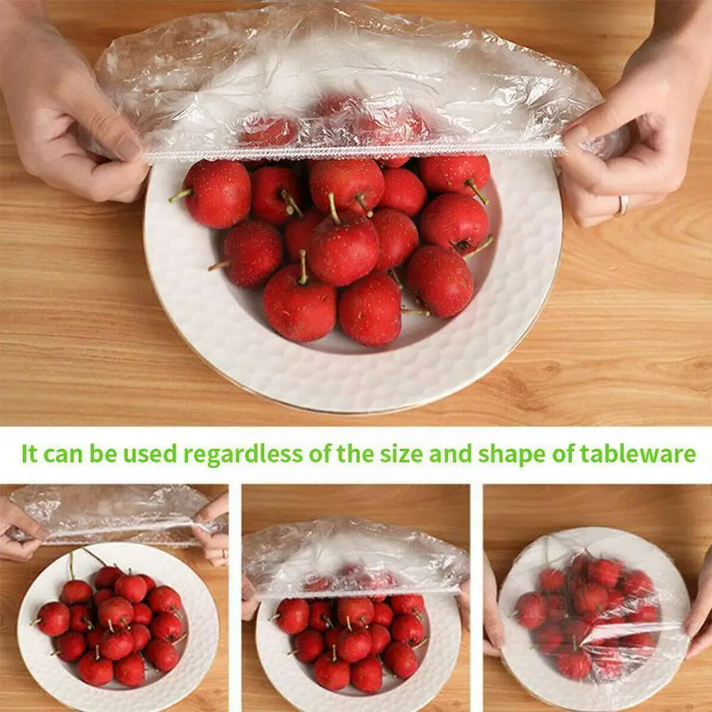 

Disposable Food Cover Plastic Wrap Elastic Food Lids Food Bowls Or Cups Caps Shower Hair Dustproof For Fruit Covers D7k1