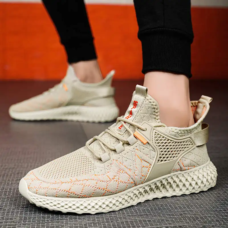 

Men's Running Sport Shoes Knit Running Shoes Tourism Luxury Brand Men's Sports Shoes Orange Teenage Sneakers Tennis Shows 545D