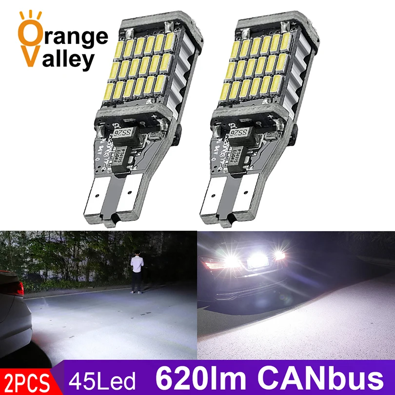 2 шт. супер яркий T15 W16W 921 45 SMD светодиодный 4014 автомобильный Canbus обратный