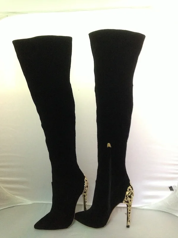 Europen&ampAmerica women's suede leather Over knee boots high quality genuine heeled thigh boot EU35-42 Size BY742 |
