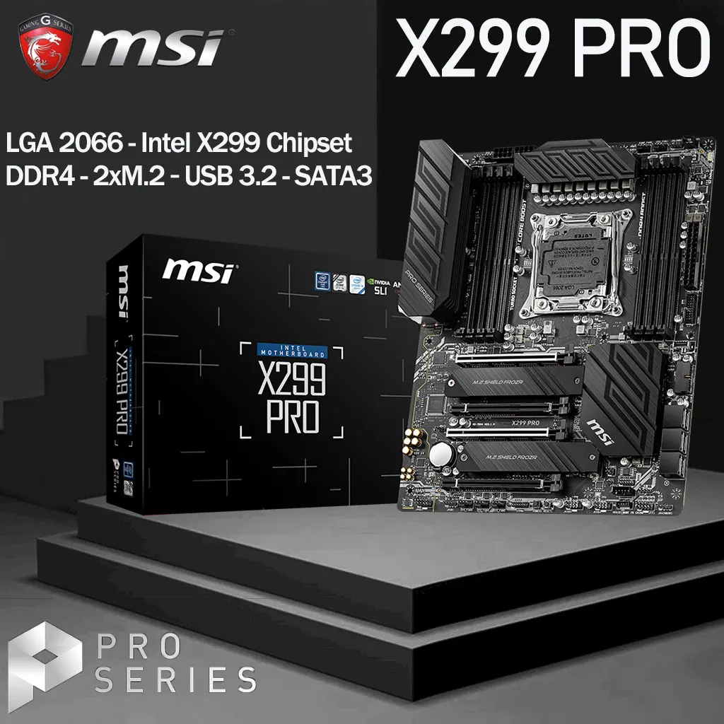 

LGA 2066 MSI X299 PRO Motherboard DDR4 256GB 4266+MHz(OC) M.2 PCI-E 3.0 X299 Chia Mining Placa-mãe 2066 ATX Desktop Intel X299