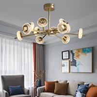 led luxury chandelier copper crystal ceiling chandelier dining room loft family bedroom lighting living room decoration