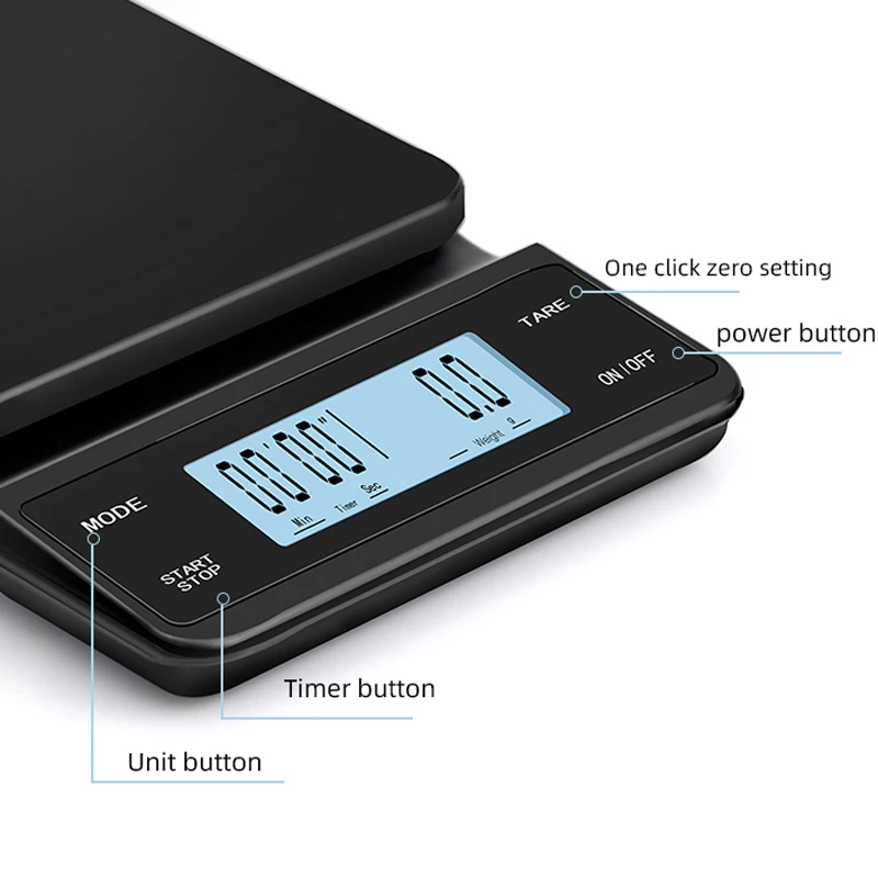 B&aacute;scula Digital de caf&eacute; para cocina, con temporizador, herramientas de cocina para el hogar, accesorios de caf&eacute;, 3kg/0,1g-5