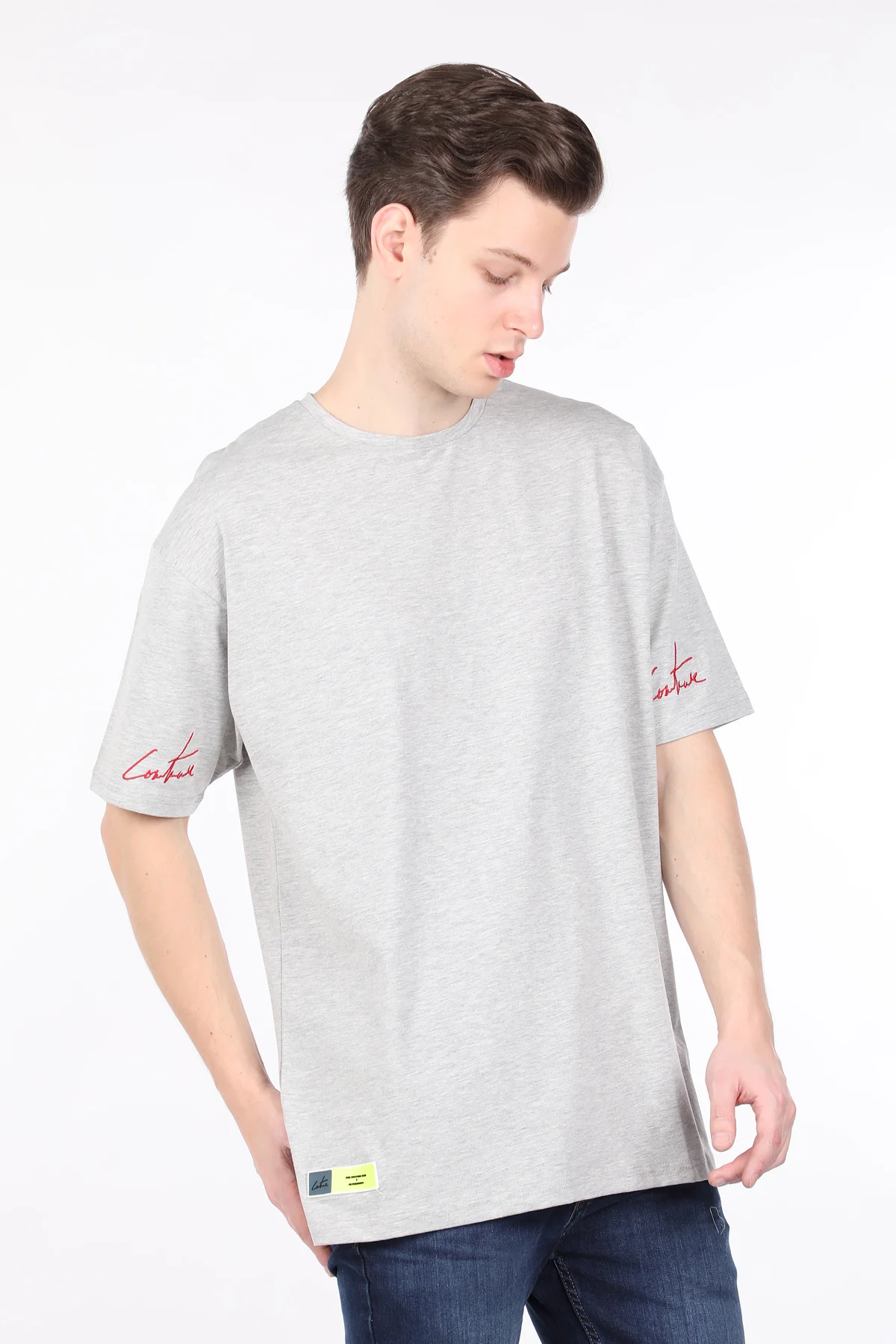 

Male Gray Bike Collar Oversize T-shirt