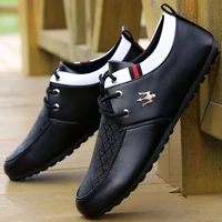 men leather shoes autumn mens casual shoes breathable light weight black sneakers driving shoes pointed toe business men shoes
