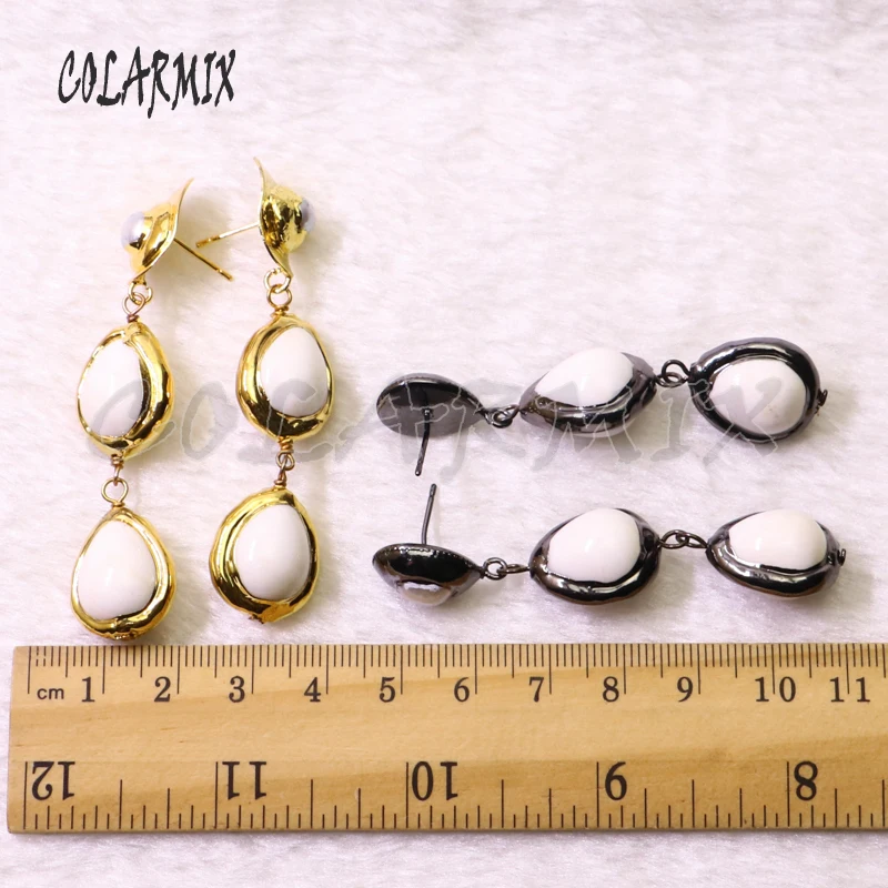 

5 Pairs White stone earring drop dangle earrings faceted stone earrings fashion accessories gift jewelry drop earrings 6185