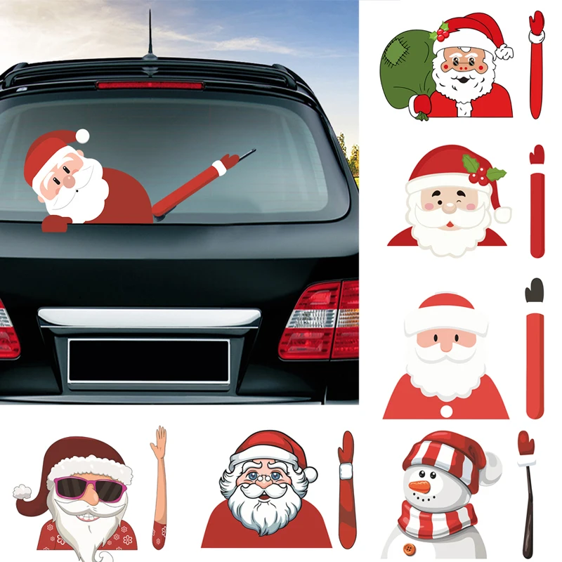 Рождественское украшение Санта Клаус 3D ПВХ машущие автомобильные наклейки