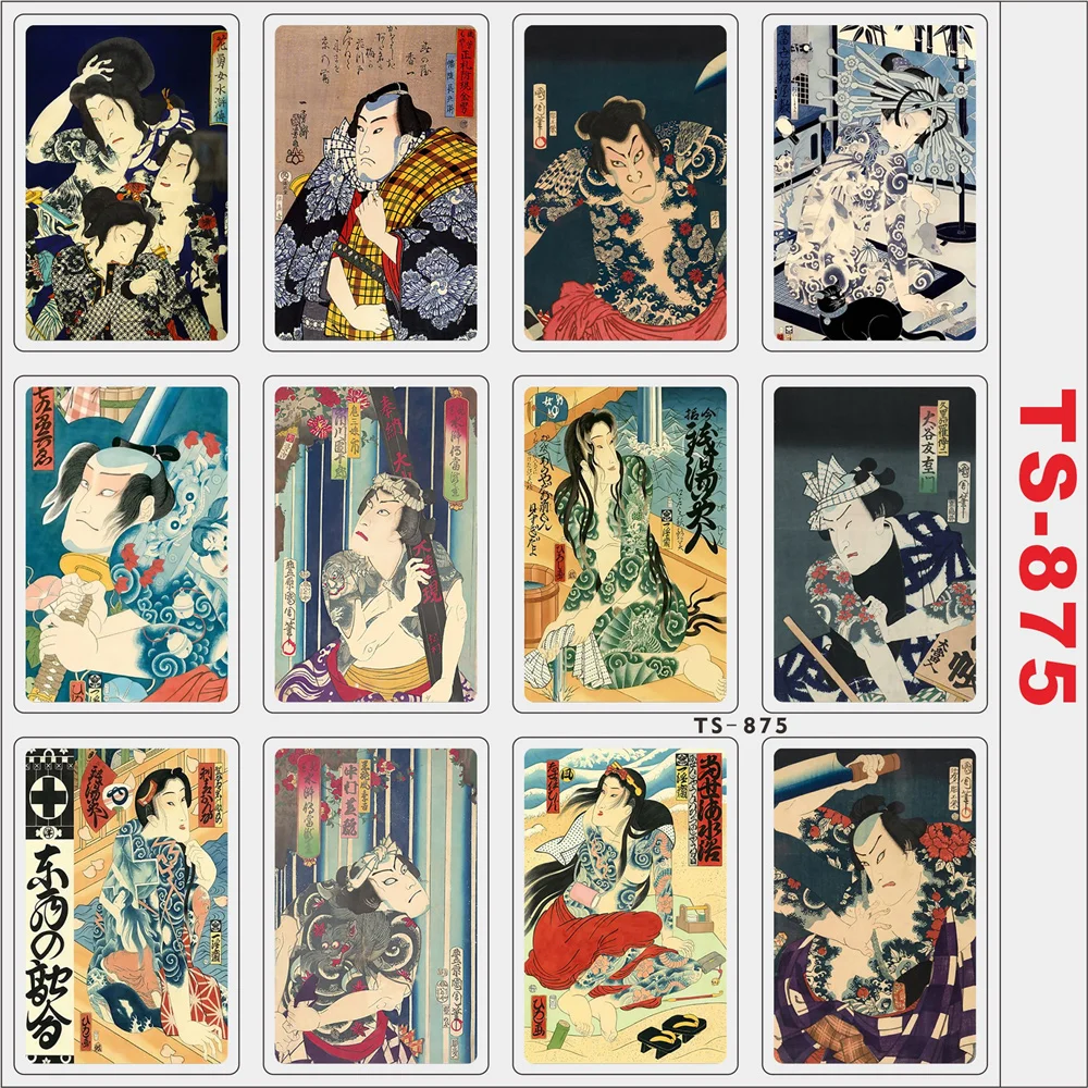 

12pcs Japanese Cartoon Art Painting Ukiyo-e Graffiti Notebook Luggage Waterproof Stickers Decorative Toys Wholesale