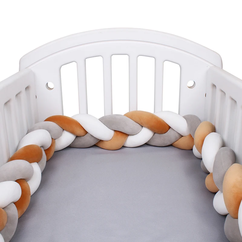 

4M Newborn Cot Bumper Baby Braid Knot Cradle Braided Crib Bumper Tour De Lit Bebe Baby Crib Infant Knot Pillow Room