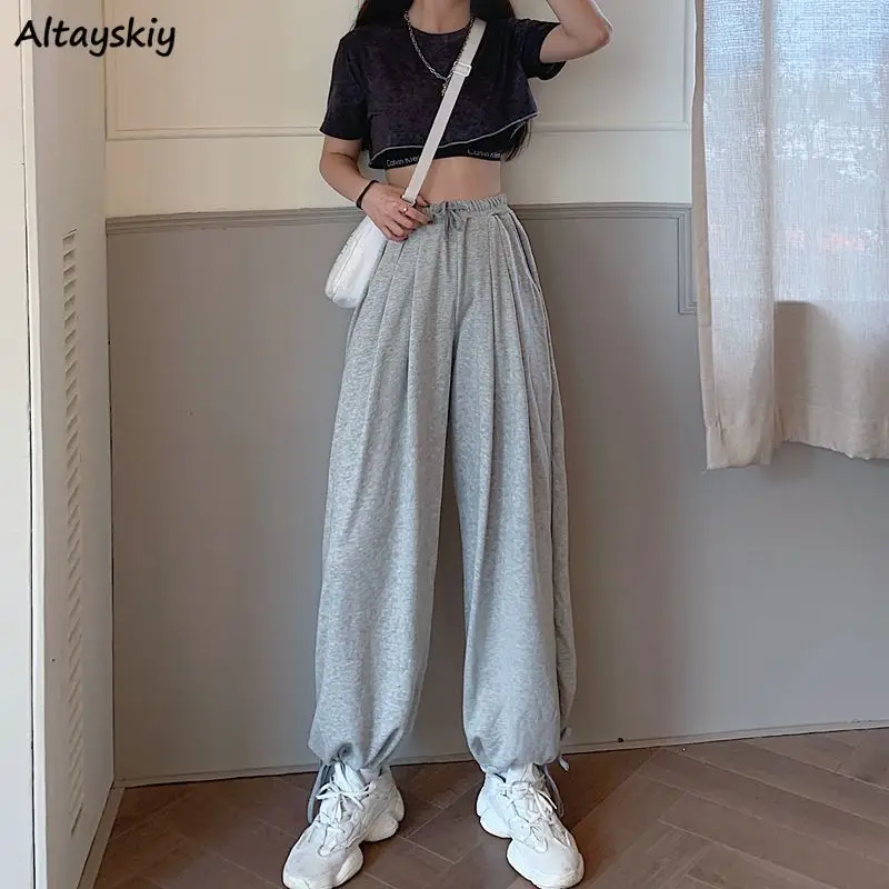 

Повседневные брюки для женщин Drawstring брюки для девочек однотонные брюки для бега галстук средства ухода за кожей стоп все-матч в стиле «хип-х...