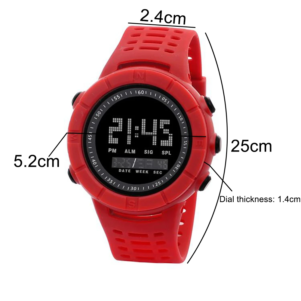 

Fashion Men Student Watch Adjustable Multi-function Waterproof Round Dial Outdoor Sport Digital Analog Wrist Watch Gift Relojes