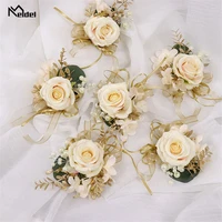 meldel silk flore groom boutonniere wedding wrist corsage bracelet for bridesmaid brooch flower wedding planner marriage corsage