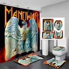 Водонепроницаемая занавеска для душа Manowar Band с 3D принтом, Противоскользящий коврик для ванной комнаты, коврик для туалета, домашний декор C02