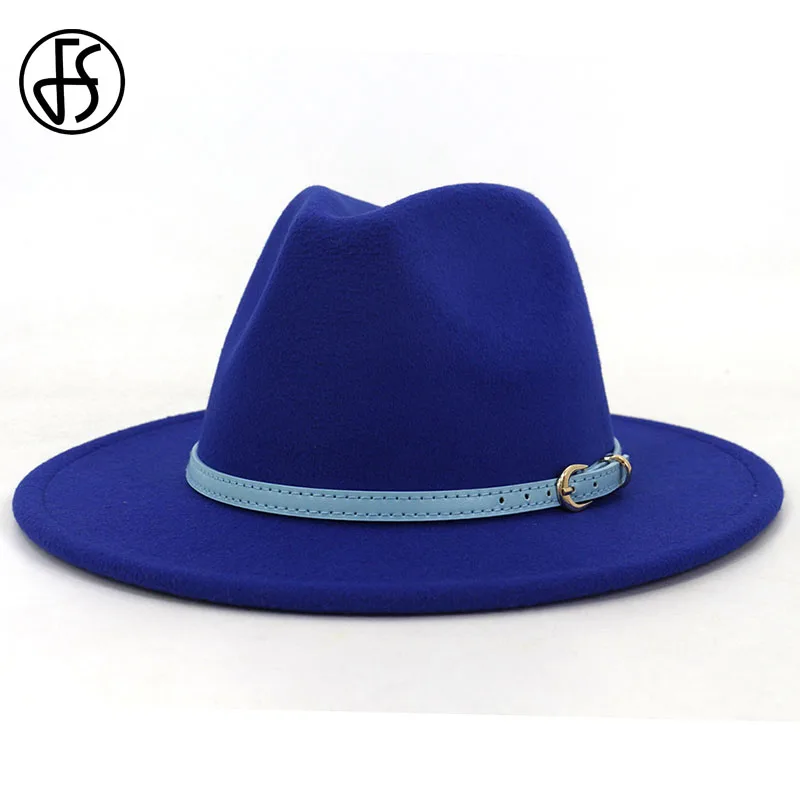 FS Для мужчин женщин шляпа с широкими полями шерсть фетровая Панама Шапки