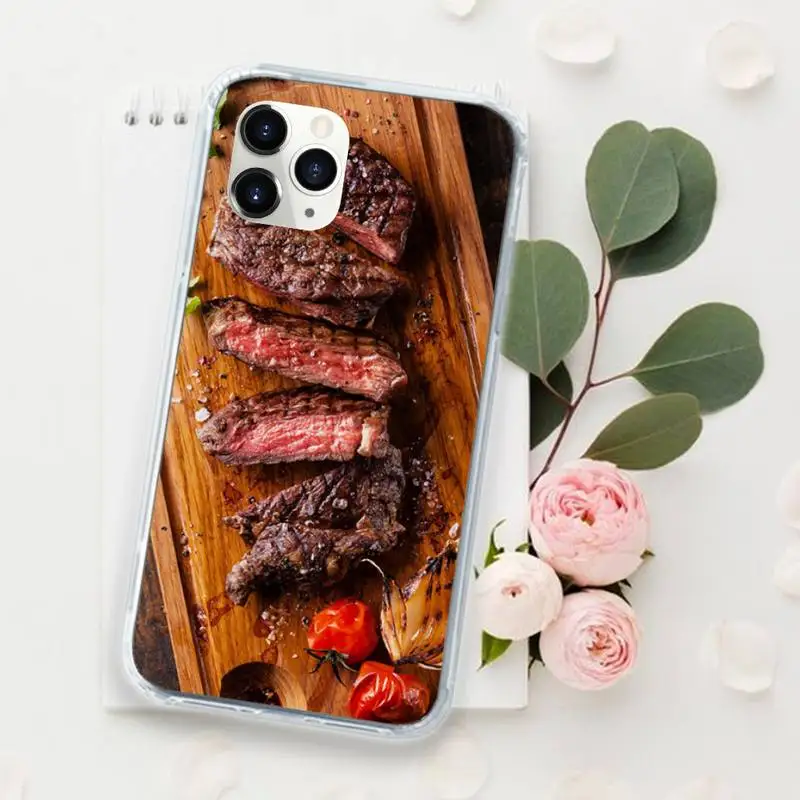 

steak delicious food Phone Cases for iPhone 11 12 pro XS MAX 8 7 6 6S Plus X 5S SE 2020 XR Luxury brand shell funda coque