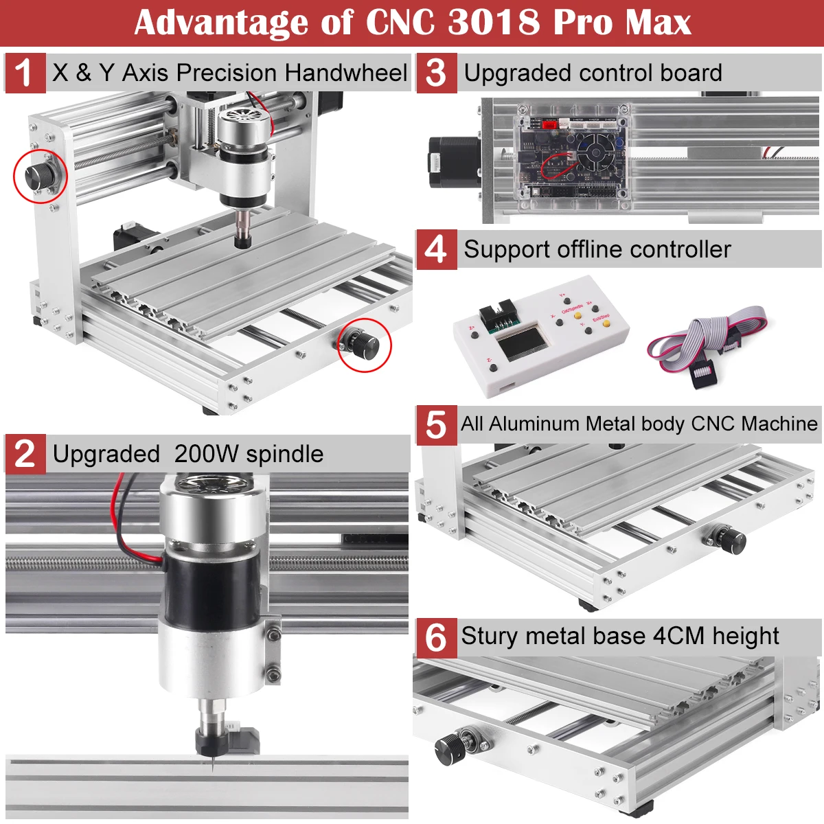 CNC 3018 MAX Laser Engraver GRBL Control with 200W Spindle 3-Axis PCB Milling Machine Metal Engraving Machine CNC Router enlarge