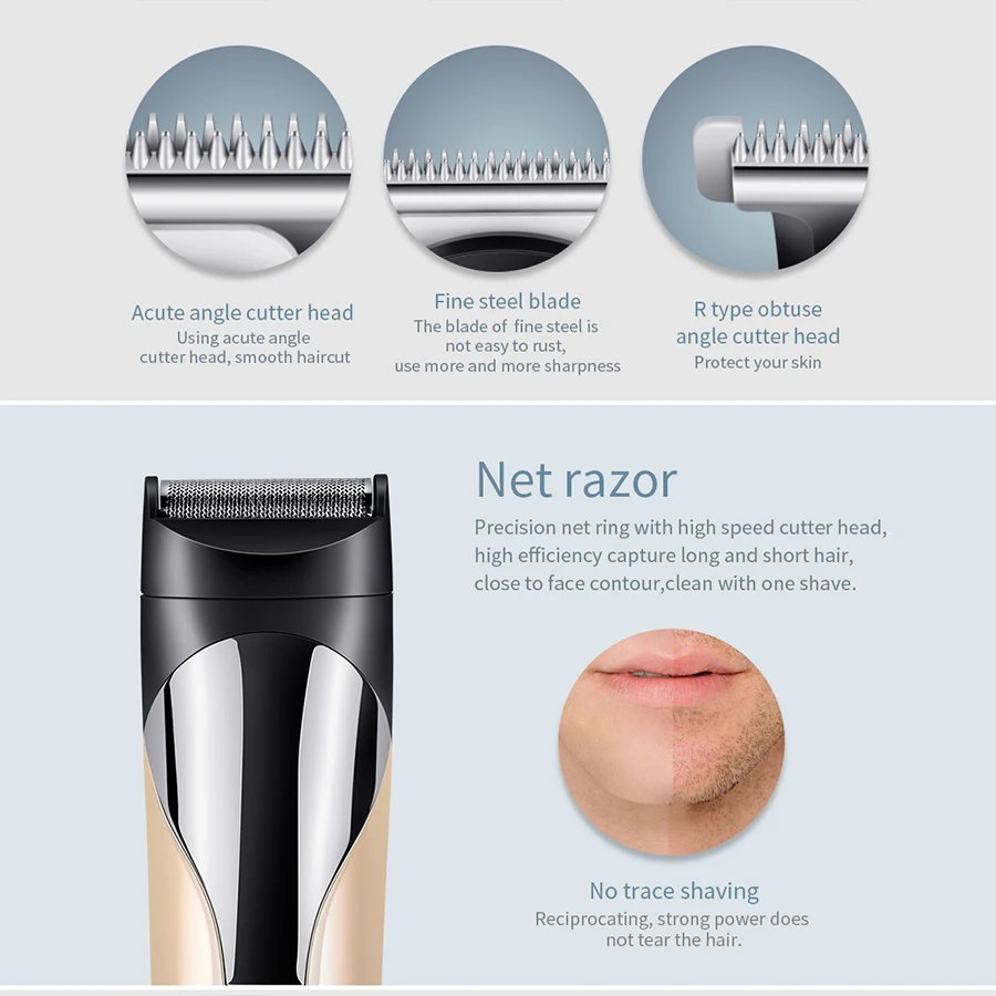 

SHINON SH-1711 6-in-1 Hair Clipper Multifunction Rechargeable Stainless Steel Blade