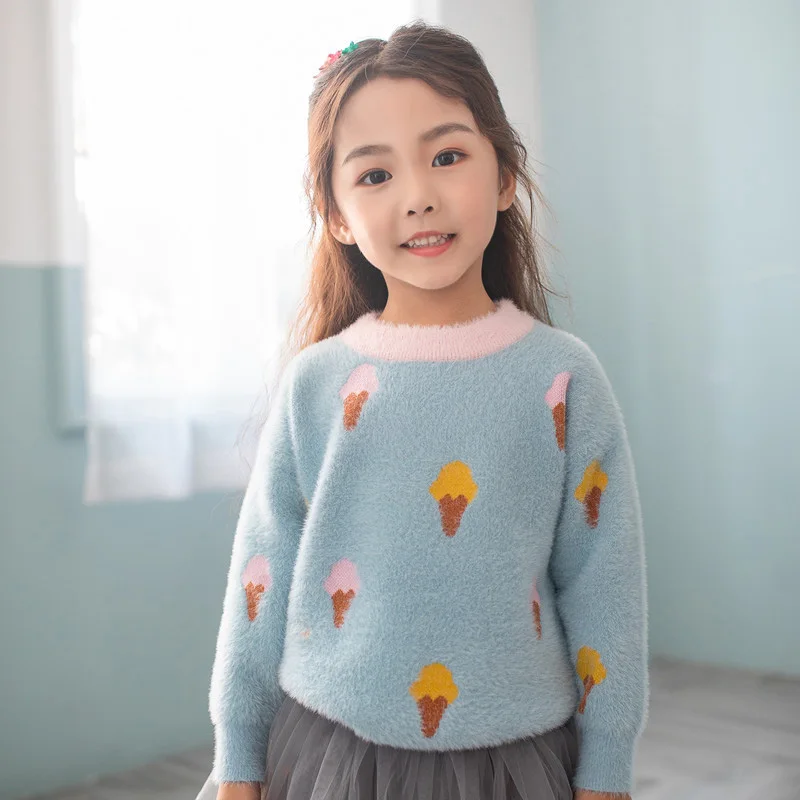 Детский свитер для девочек, зимний теплый вязаный плотный пуловер с круглым вырезом, шерстяной свитер с имитацией водного бархата, 2019 от AliExpress RU&CIS NEW