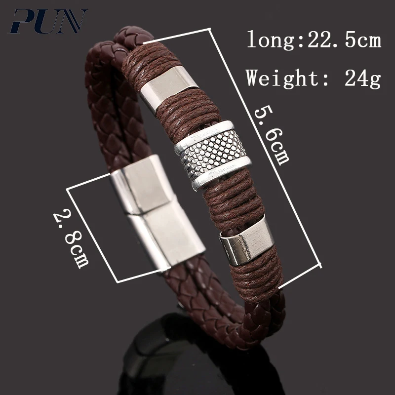 Мужские и женские браслеты PUN punk braclet Кожаные плетеные с цепочкой 2018|Браслеты