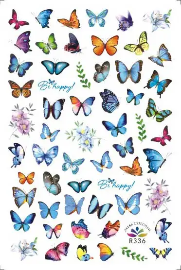 1 шт. 3D наклейки на ногти бабочки Весна цветок листья Алфавит День Святого