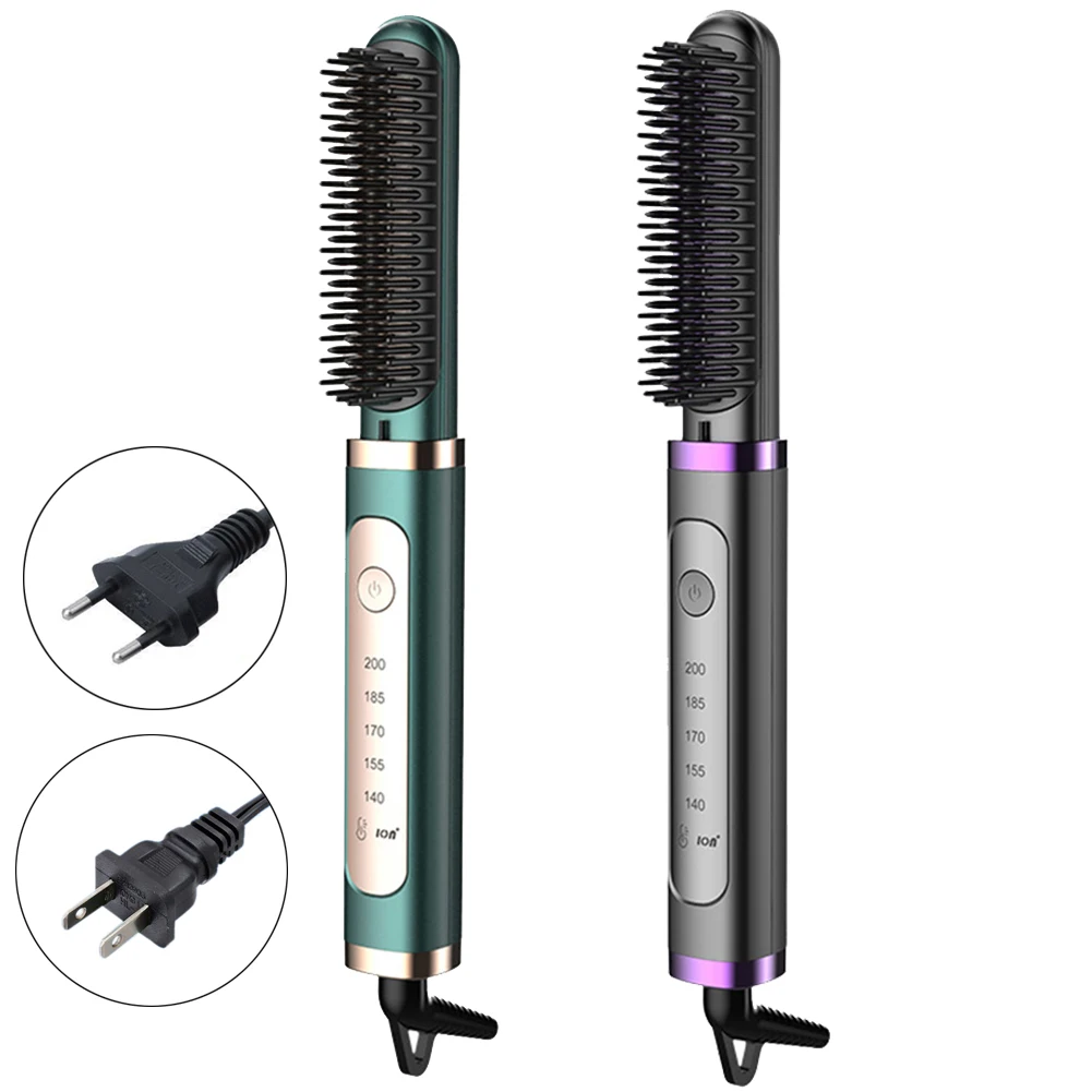 

Professional Hair Straightener Curler Brush Ceramic Electric Straighten Beard Brush Fast Heating Curler Straightener Comb Styler