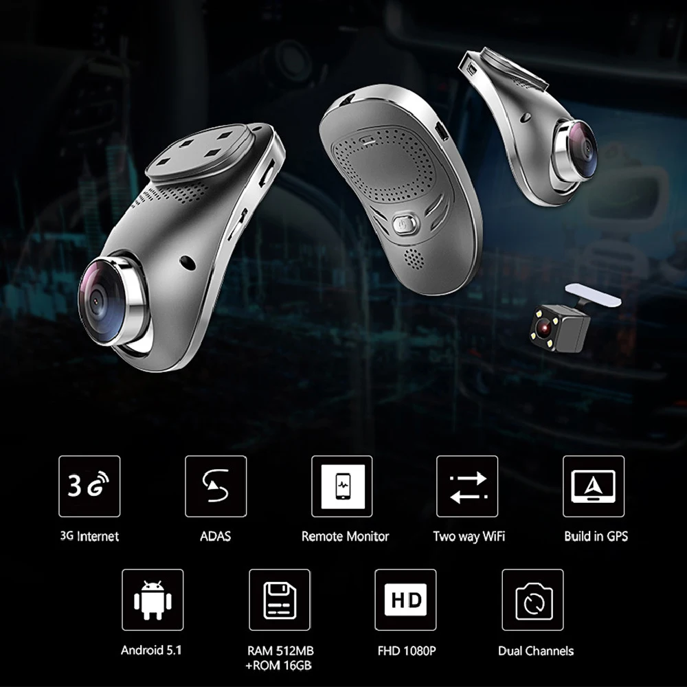 Скрытая USB тире Камера ADAS вождения Регистраторы 3G рекордер WiFi Двойной объектив с
