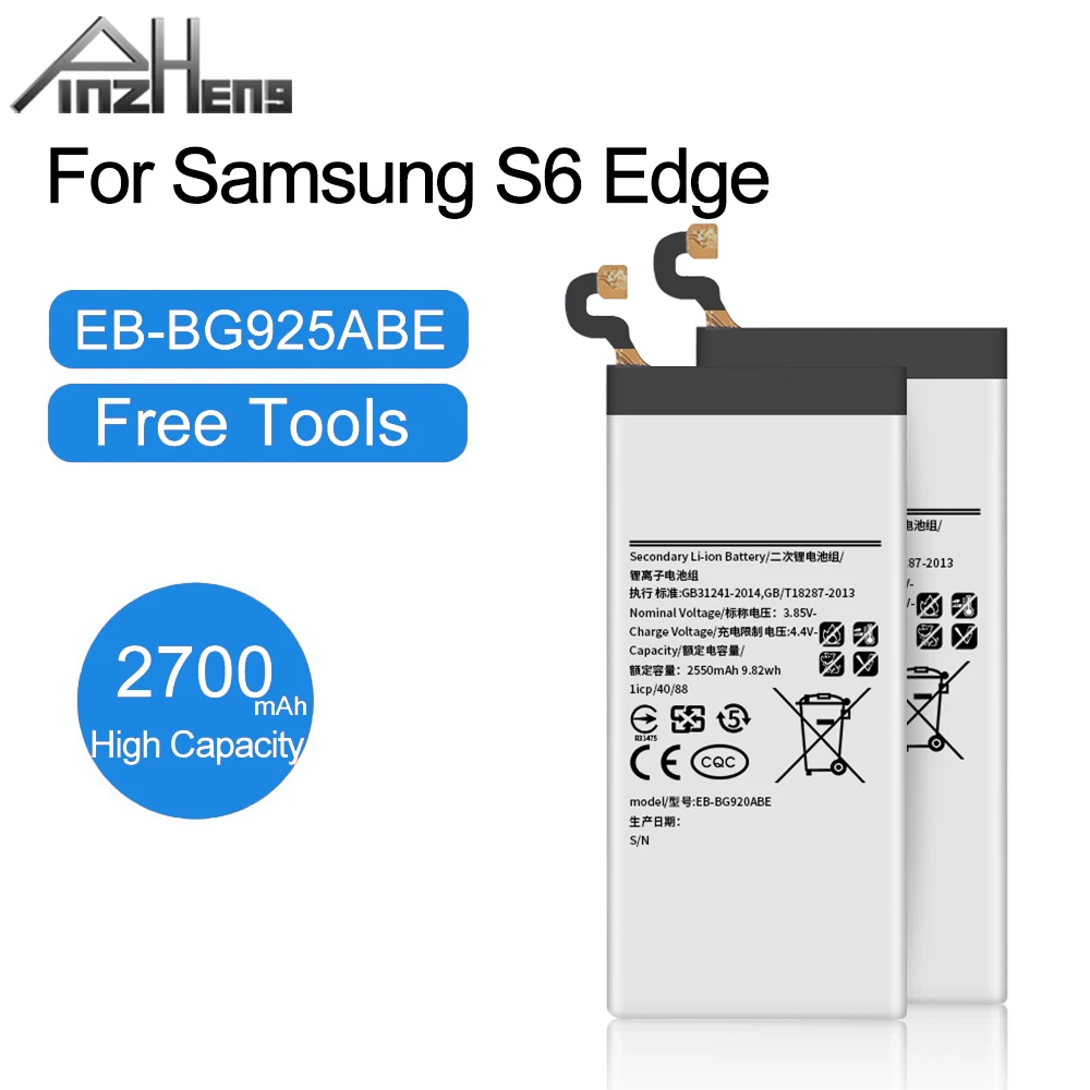 

PINZHENG EB-BG925ABE 2700mAh Phone Battery For Samsung Galaxy S6 Edge G9250 G925F Replacement Mobile Phone Battery With Tools