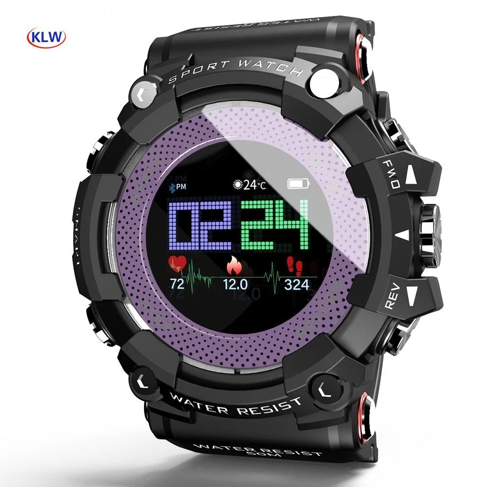 black purple KLW MK23 Смарт-часы для мужчин умные часы ios android часы ip68 Смарт спортивные часы Водонепроницаемый Будильник mate камера - Цвет: black purple