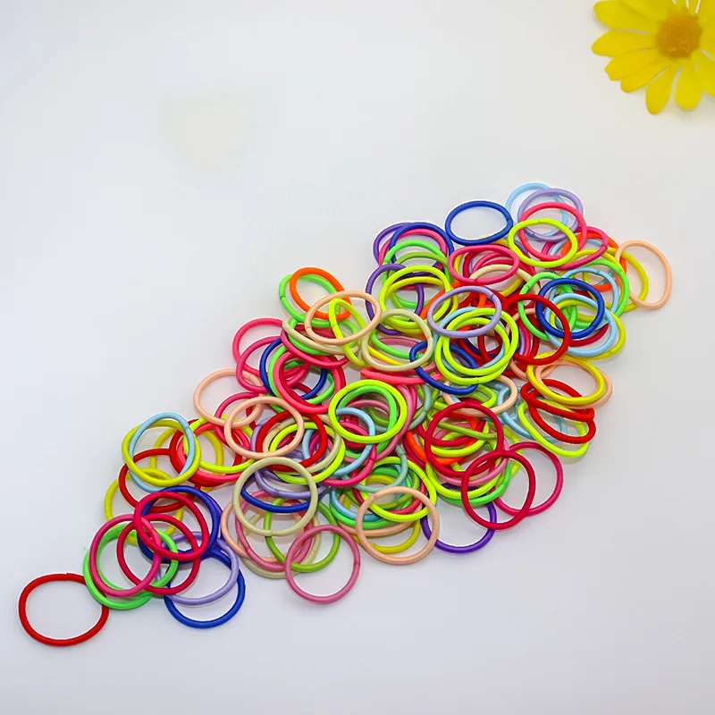 

200 pcs/lot Hair Ties For Girl Elastic rubber band Pink Blue Gum Hair Accessories Headband Scrunchies Black Elastic Hair Band