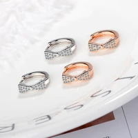 new fashion romantic bowknot hoop earrings charming rose gold crystal stud huggies cute earring piercing jewelry for women gifts