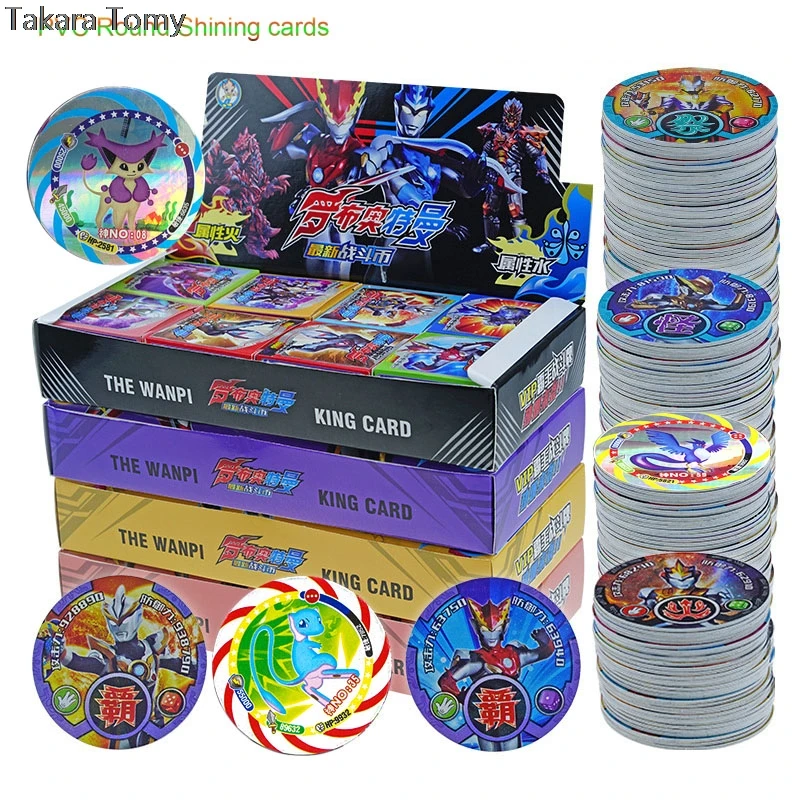 Takara Pokemon Altman Ultraman круглые карты из ПВХ блестящие пластиковые флэш для детей