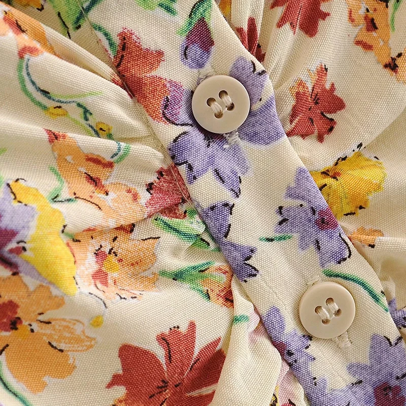 Aachoae Летнее мини платье в стиле бохо с цветочным принтом пышное повседневное