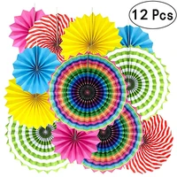 12pcs paper fan summer fiesta party hanging decorations wedding 1st birthday carnival ceiling photo booth backdrops props