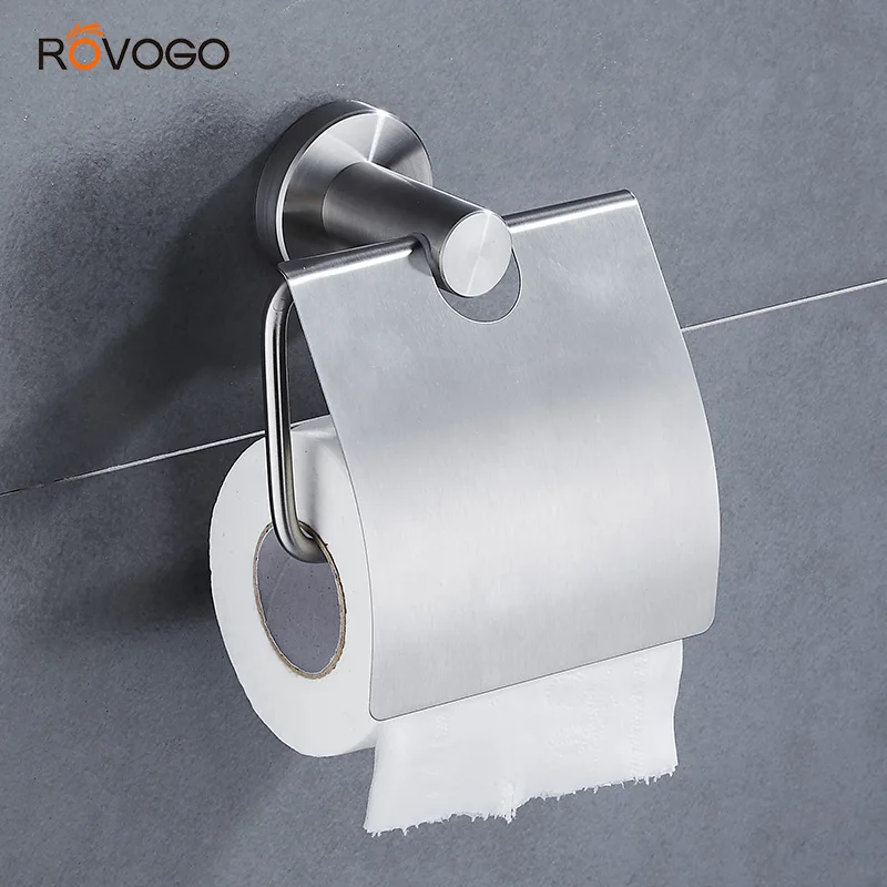 ROVOGO Toilet Paper Holder with Cover Single Roll Wall Mounted Bathroom Storage Dust Proof Roller | Обустройство дома