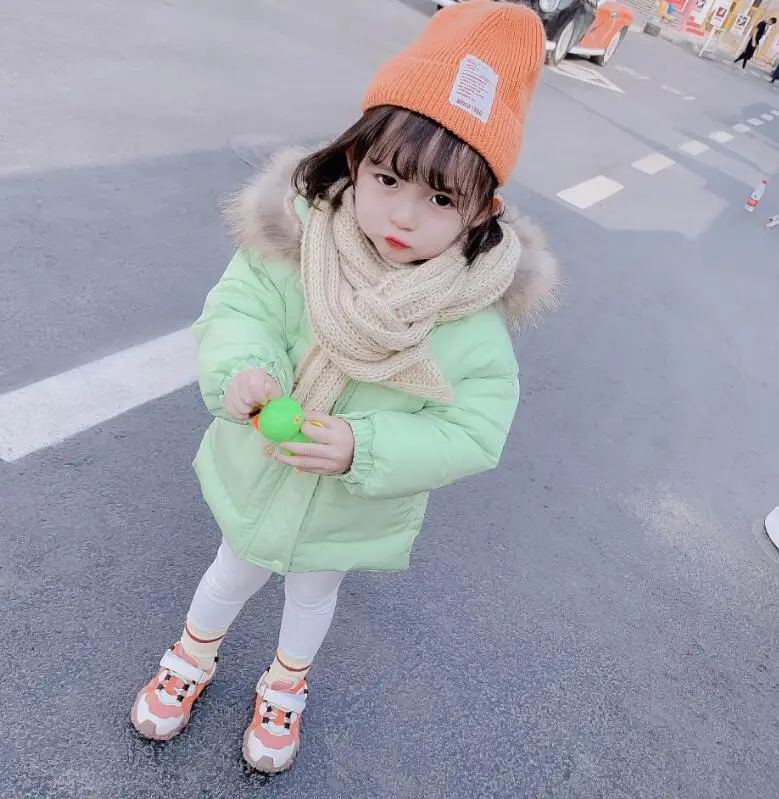 

2019 Winter New Girl Down Jacket Cotton Jacket Large Fur Collar Belt Thicken Jacket Korean Tide Kids Jacket