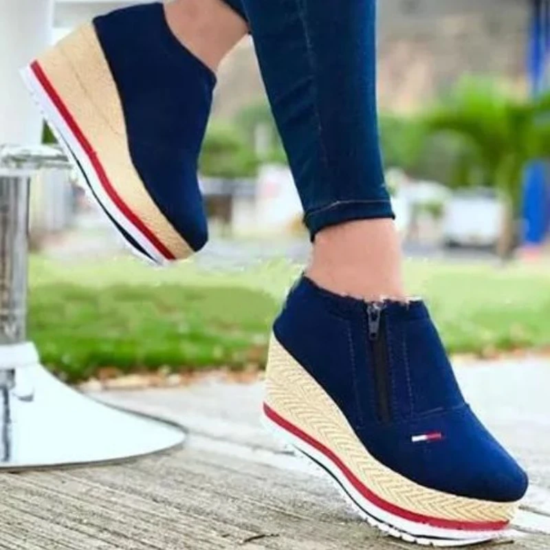 

2021 Summer New Women Zipper Decoration Leisure Comfortable Flat HeelThick Sole Fashion Lefu Shoeswedges Shoes for Women KP088