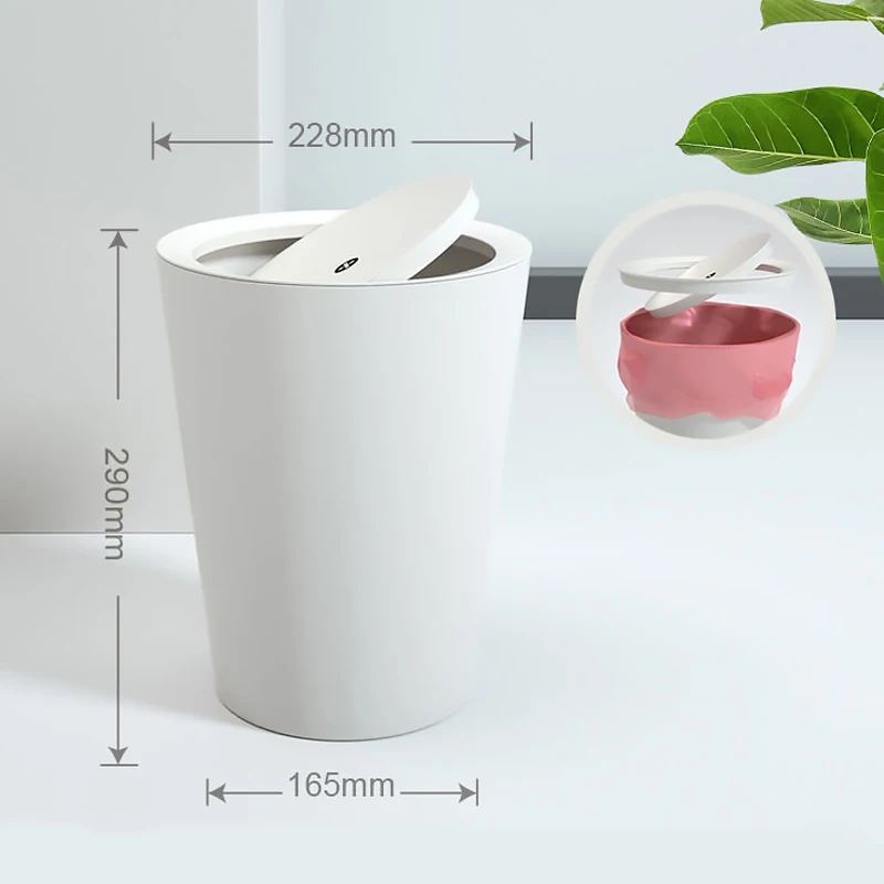 

9L Nordic Trash Can Pp Trash Can Household Trash Can Office Trash Can Plastic Storage Bin Kitchen Tool Bucket With Cover