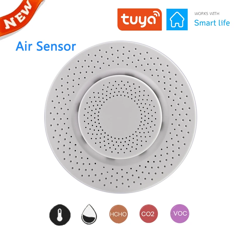 Tuya Wifi умный датчик воздуха CO2 HCHO детектор Лос формальдегид углекислый домашней