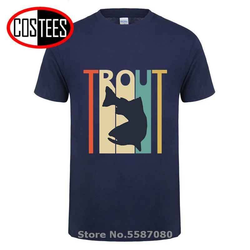 Винтажная футболка с изображением коричневой форели рыбалки s забавная рисунком